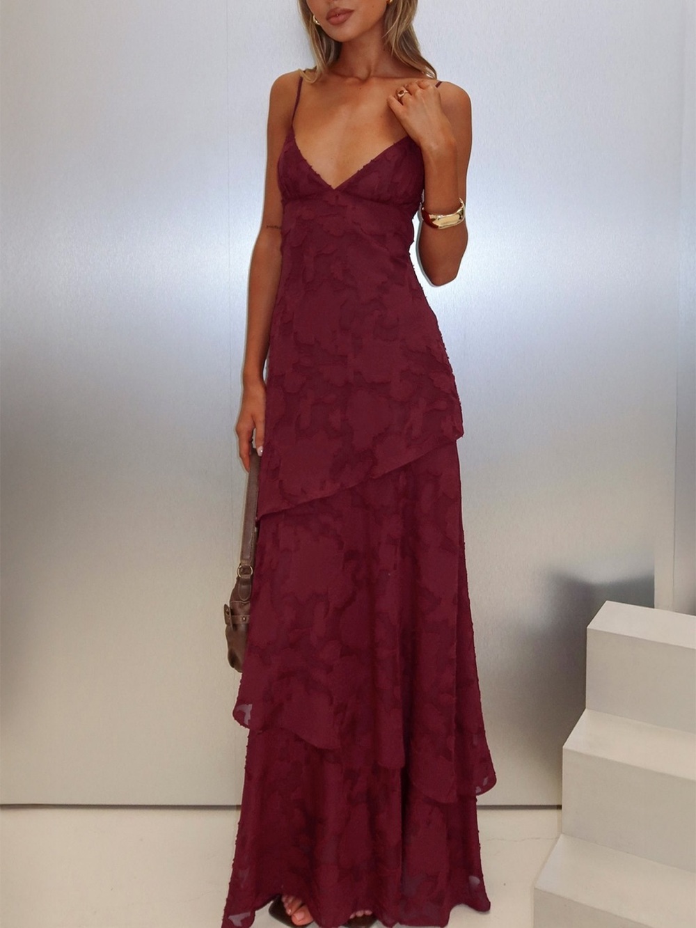 Princess Polly Burgundy Spaghetti-Strap Maxi Dress